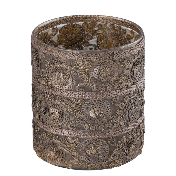 Nashvin glass tealight fabric sequins