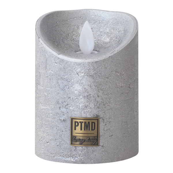 LED Light Candle metallic Grey moveable flame S