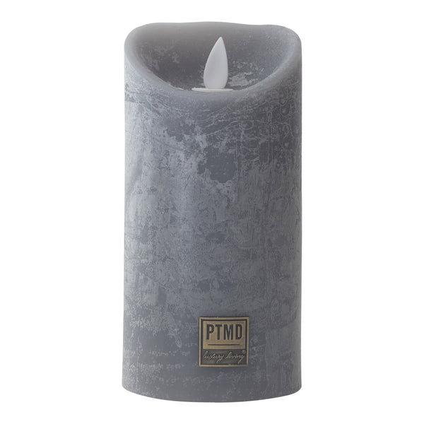 LED Light Candle rustic suede grey moveable flame L