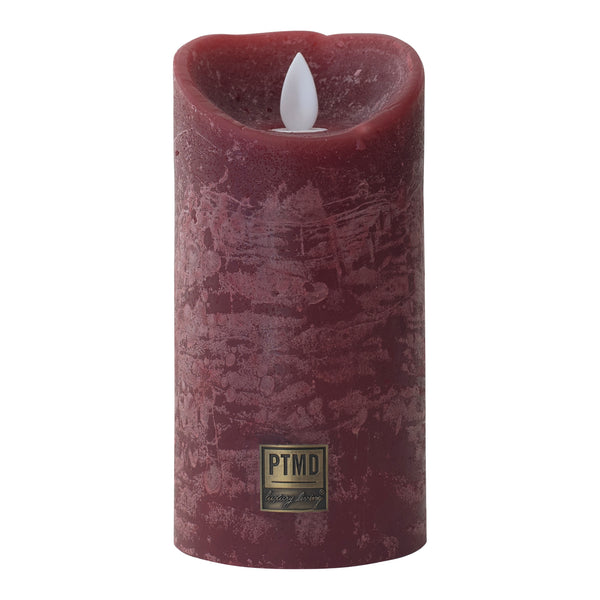 LED Light Candle rustic bordeaux moveable flame M