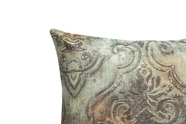 Sherdi cotton velvet cushion antique print