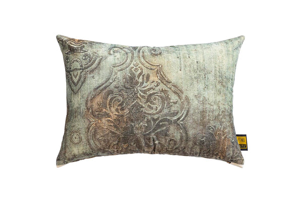 Sherdi cotton velvet cushion antique print