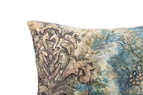 Triva cotton velvet cushion antique print