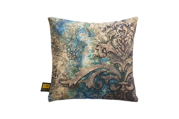 Triva cotton velvet cushion antique print