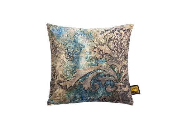 Triva cotton velvet cushion antique print