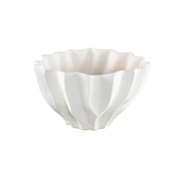 Merc ceramic pot wavy ribbed low