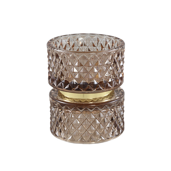 Asiya glass tealight gold middle brown