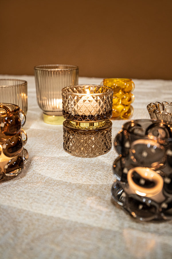 Asiya glass tealight gold middle brown