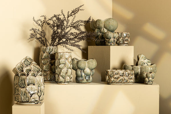 Jodie ceramic pot circles dripping effect S
