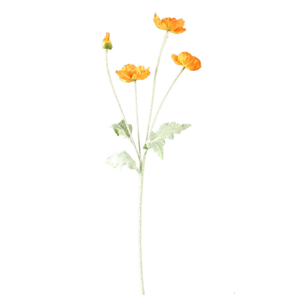 Poppy Flower spray with 3 flowers and bud