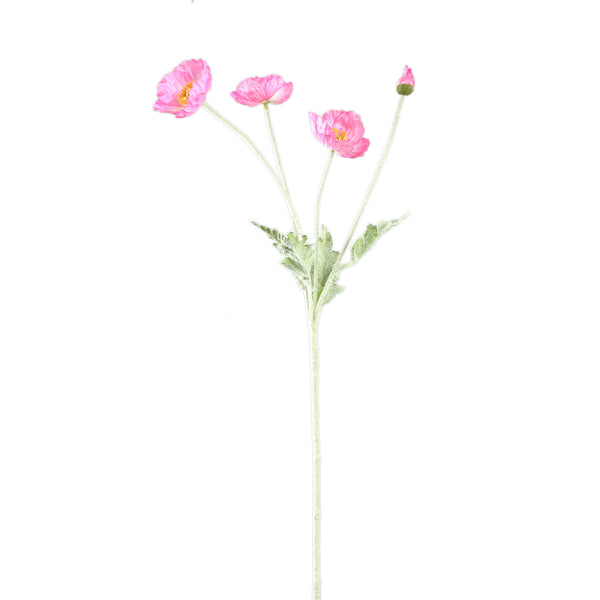 Poppy Flower spray with 3 flowers and bud