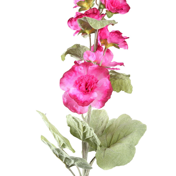 Hollyhock Flower spray with leaves