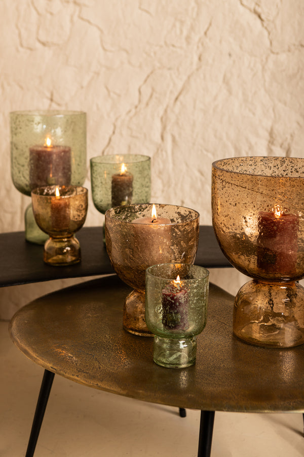 Laurynn stone look glass tealight holder