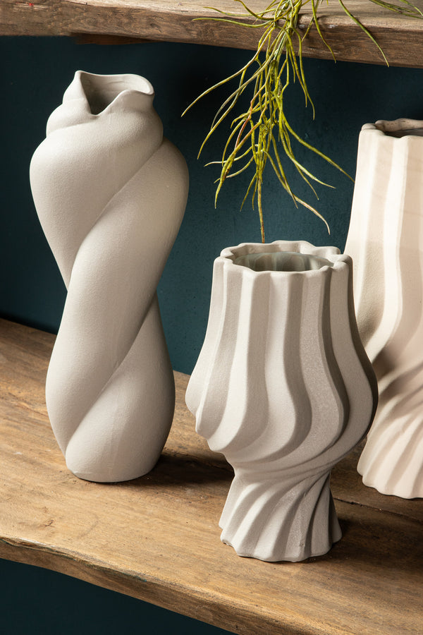 Clair ceramic matt glazed swirl pot on foot