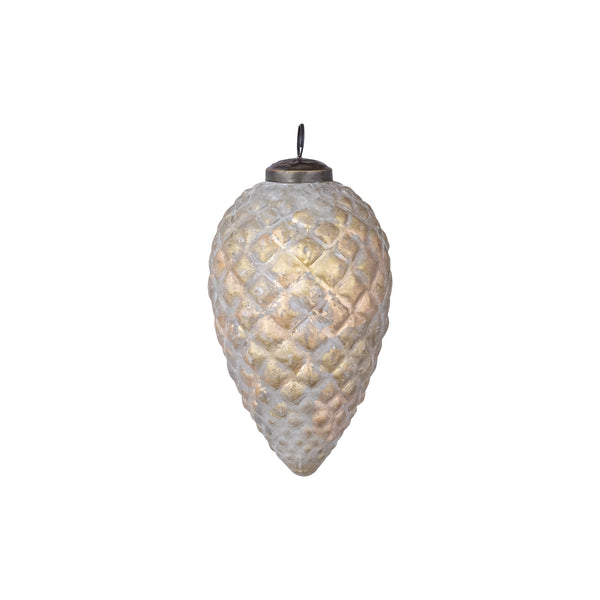 Ozain Cream glass pinecone ball matt marble M 9 x 9 x 15