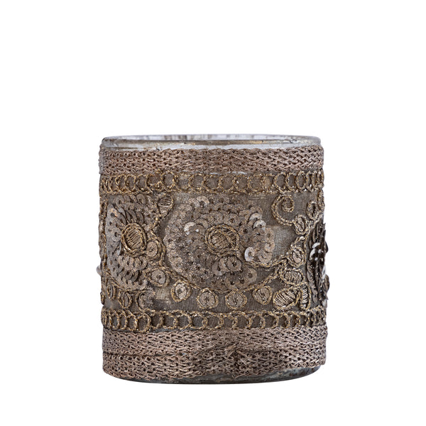 Nashvin glass tealight fabric sequins