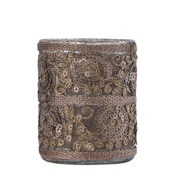 Nashvin glass tealight fabric sequins