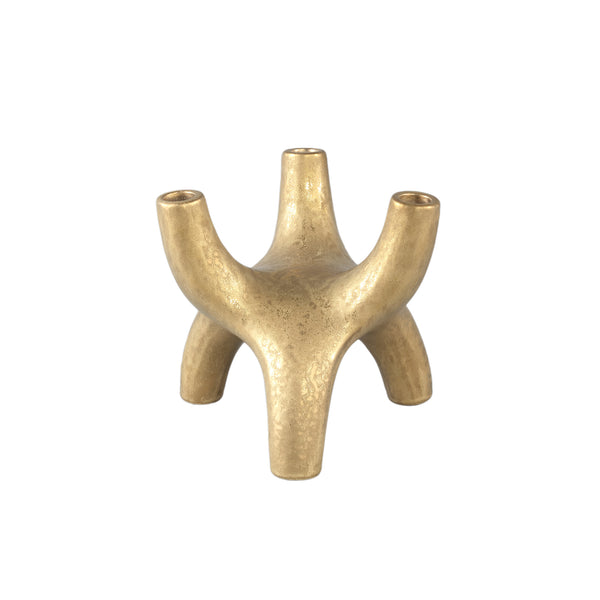 Shivas Gold ceramic candleholder 3 arms 21,5 x 21,5 x 20